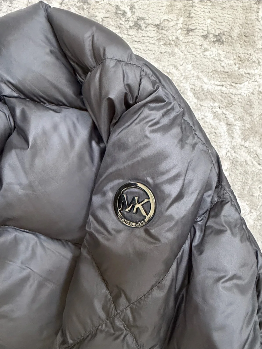 Michael Kors grey Quilted Hooded Long Puffer Coat
